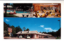 LINCOLN HOTEL COURTS, RUSTON, LA. – SWIMMING POOL & DINING ROOM – 1950s Postcard picture