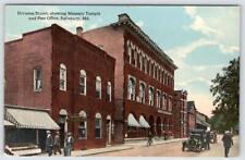 1914 SALISBURY MD MASONIC TEMPLE DIVISION STREET BICYCLE OLD CAR POSTCARD picture