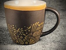 Starbucks Coffee Mug Bone China Brown & Gold Rim Coffee Bean Leaves Cup 2011 picture
