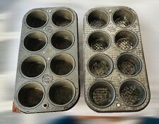 VINTAGE METAL MUFFIN TINS EKCO WAFFLE OVENEX 080 and  EKCO CHICAGO X800   - 2 picture