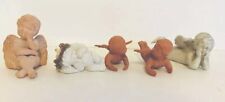 Clay Terracotta Small Cherubs Angels White Washed Pink Figurines Heaven Set Of 5 picture
