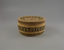 Northwest Coast Indian Polychrome Trinket Basket with Lid - Nootka or Makah picture
