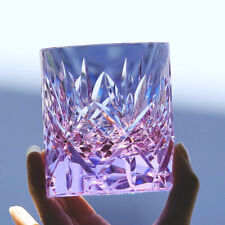 Purple 7.5oz Hand Engrave To Edo Kiriko Crystal Whiskey Glass Gift Packing 1pc picture