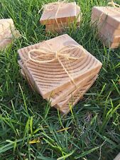 Wooden Coaster Gift set - 4 Homemade Pine Wood Rustic Coasters Weather resistant picture