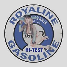 VINTAGE ROYALINE GASOLINE 1919 OIL PORCELAIN  GAS PUMP  SIGN picture