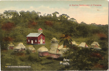 A Native Settlement of Panama-Antique Postcard-Panama Canal Construction era picture