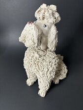Vintage Italian Spaghetti Trim 10” Heavy Ceramic Clay White Poodle Made In Italy picture