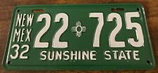 Vintage 1932 New Mexico License Plate 22 725 RESTORED picture