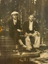 1930s Two Young Handsome Guys Love Couple Affectionate Men Gay Int Vintage Photo picture