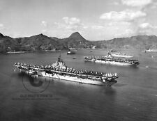 USS Valley Forge CV-45, USS Leyte CV-32 Aircraft Carrier 1950 Photo Sasebo Japan picture