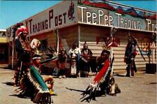 Sayre, OK Oklahoma TEEPEE TRADING POST Route 66 INDIAN DANCERS Roadside Postcard picture
