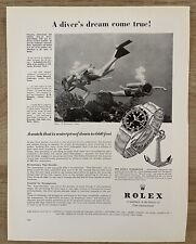 1956 Rolex SUBMARINER Watch Vintage Print Ad - Very Early Advertisement Anchor picture