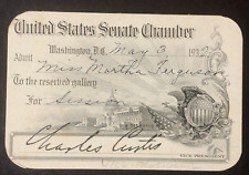 VICE PRESIDENT CHARLES CURTIS 1932 SIGNED SENATE PASS (VP under Herbert Hoover) picture