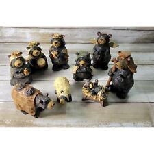 Black Bear Resin Nativity Set Christmas Collectible Holiday Decor picture