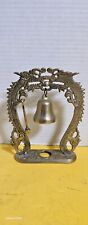 Vintage Brass Dragon Temple Bell Stand With Bong Hammer. Excellent Vintage... picture
