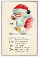 c1910's Christmas Greetings Santa Claus Envelope Unposted Antique Postcard picture