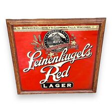 VTG Leinenkugal Red Lager Framed Glass 27” Beer Sign Bar Brewery Man Cave Decor picture