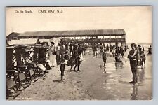 Cape May NJ-New Jersey, Relaxing On The Beach, Bathers Vintage Postcard picture