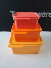 Tupperware Keep Tabs Container 2, 5, & 10.5 Cup Set of 3 Shades Of Orange New . picture
