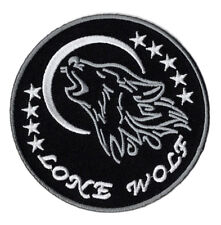Lone Wolf Embroidered Iron On Patch Mc Biker Patch picture