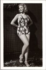 Vintage NAN GREY Bathing Suit Real Photo RPPC Postcard Movie Actress c1950s picture
