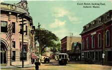 Vintage Postcard- Court Street, Auburn, ME Early 1900s picture
