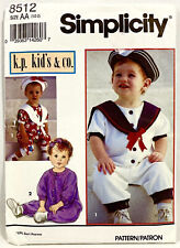 1993 Simplicity Sewing Pattern 8512 Toddlers Romper Hat Headband Sz 1/2-2 12823 picture