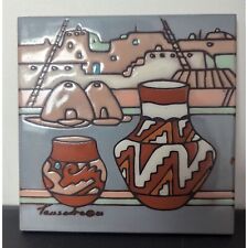 Cleo Teissedre Hand-Painted Southwestern Ceramic Tile Trivet 6in X 6in picture