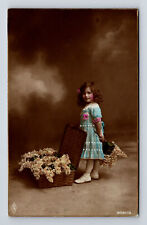 Bromide RPPC Hand Colored PFB Studio Portrait of Young Flower Girl Postcard picture