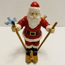 Vintage Stoneware Santa Claus On Ski With Squirrel And Bird From 12-17-94 NWOB picture