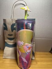 Starbucks Summer 2024 Flower Field Straw Topper Venti 24 Oz Cold Cup Tumbler picture