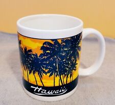 Hawaii Palm Trees Sunset Coffee Cup Mug Travel Souvenir Vintage  picture
