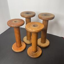 4 Vintage Large Industrial Textile Mill Wooden Spools Bobbins picture