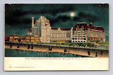 UDB Postcard Atlantic City NJ New Jersey Marlborough-Blenheim Hotel at Night picture