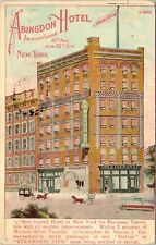 C.1910s New York City ABINGDON HOTEL Street View Trolley Horse Buggy Postcard 91 picture