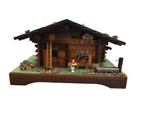 Vintage Swiss Musical Movement  Wooden Cabin Chalet Music Trinket Box Handmade picture
