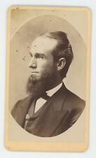 Antique ID'd CDV c1870s Man Chin Beard Named Charles Josiah Allen Hartford, CT picture
