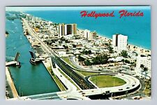 Hollywood FL-Florida, Aerial View Hollywood Blvd, Bridge, Vintage Postcard picture