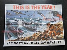 1941 WW2 USA FRANCE UK NORMANDY D DAY WARSHIP BOMBER PLANE PROPAGANDA POSTER B54 picture