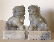Vintage Chinese Soapstone Foo Dogs ~ Matched Set ~ 6 1/2” ~ Seven Pounds picture