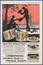 Vintage 1919 UNDERWOOD Deviled Ham Tongue Kitchen Art Decor Print Ad 1910's picture