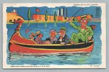Rare Chicago World's Fair Ray Walters Comic Vintage Gondola Linen Postcard 1933 picture