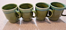 4 x  Vintage Drip Glaze Coffee Cups / Mugs. Retro Stackable  Green picture