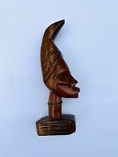 Vintage Handcrafted Wood African Statue Elongated Skull 7.6” picture