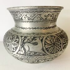 Antique Persian Mughal Pot Silver Tinted Copper Carved Handmade Deer Islamic picture