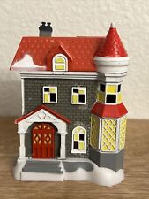 GRAY BRICK 3 STORY HOUSE CHRISTMAS VILLAGE PLASTIC 4.2” DECORATION HOUSE picture