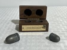 “EMERGENCY” wooden box with faux metal  bullets, 2.5”x1.5” Paperweights Gift picture