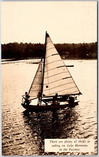 Pocono's Pennsylvania PA, Split Rock Lodge, Lake Harmony, Sailboat, Postcard picture