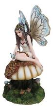 Whimsical Enchanted Garden Butterfly Fairy Sitting On Wild Mushroom Figurine picture