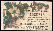 BALTIMORE MD TRADE CARD, GEO LAZENBY & SON,  FLORISTS, 43rd & MARKET ST.  TTC505 picture